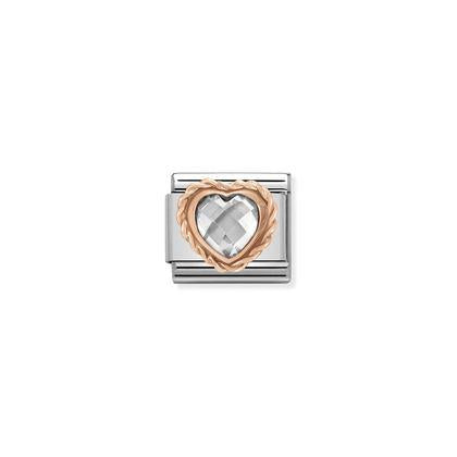 Rose Gold - White CZ Heart charm By Nomination Italy