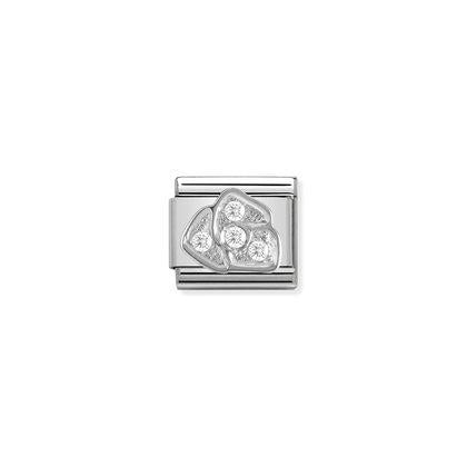 Silver & Cubic Zirconia Rose charm By Nomination Italy
