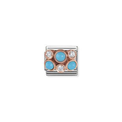 Rose Gold Cluster - Turquoise charm By Nomination Italy