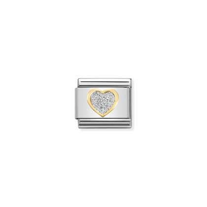 Nomination Charm - Enamel Silver Glitter Single Heart