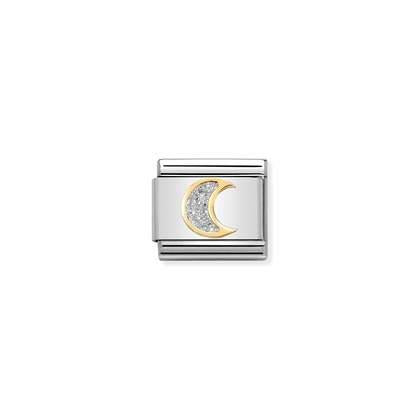 Nomination Charm - Silver Glitter Enamel Moon