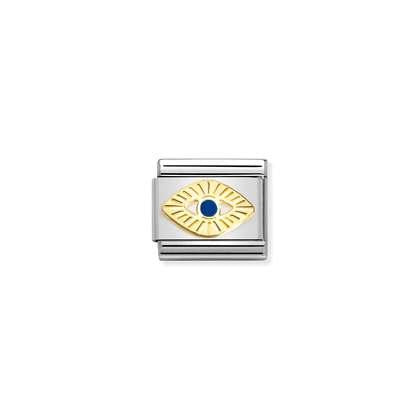 Diamond Design God Eye Link - Gold Enamel - Nomination Italy