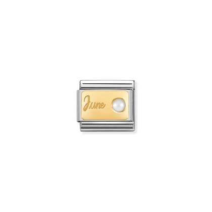 Nomination Charm - Yellow Gold - June - Pearl