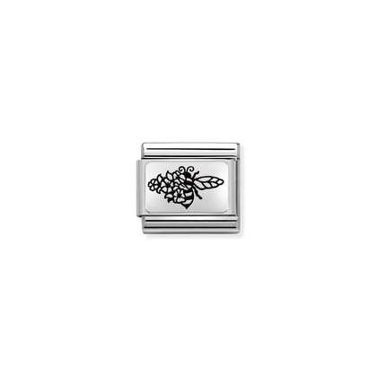 Bee With Flowers Charm - Silver Plate - By Nomination Italy