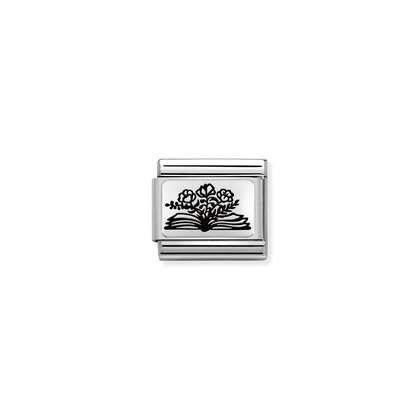 Nomination Charm - Book With Flowers