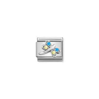 Nomination Charm - Spring Life Collection - Silver, Light blue & Yellow Dragonfly