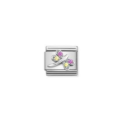 Nomination Charm - Spring Life Collection - Silver, Lilac & Yellow Dragonfly
