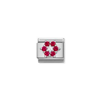 Nomination Charm - Spring Life Collection - Red And White CZ Flower