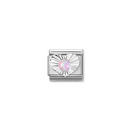 Diamond heart Charm - Pink Opal - Nomination Charm