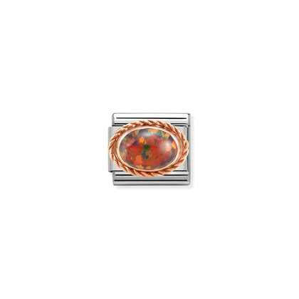 Nomination Charm - Rose Gold Stones - Red Opal