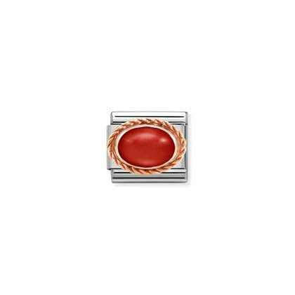 Nomination Charm - Rose Gold Stone - Red Coral