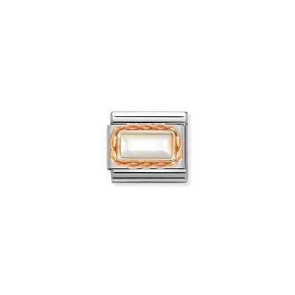 Rectangular White Mother Of Pearl - Rose Gold - Link - Nomination Italy