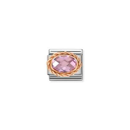 Nomination Charm - Rose Gold - Pink Cut Stone