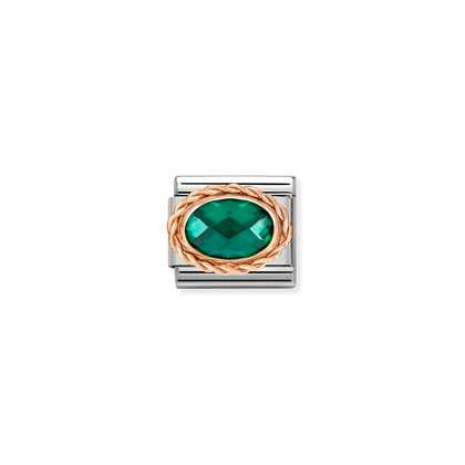 Nomination Charm - Rose Gold - Green Stone