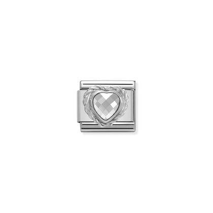 Silver Stones - White Heart Charm By Nomination Italy